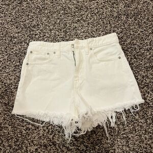 Madewell White Frayed Hem Jean Shorts